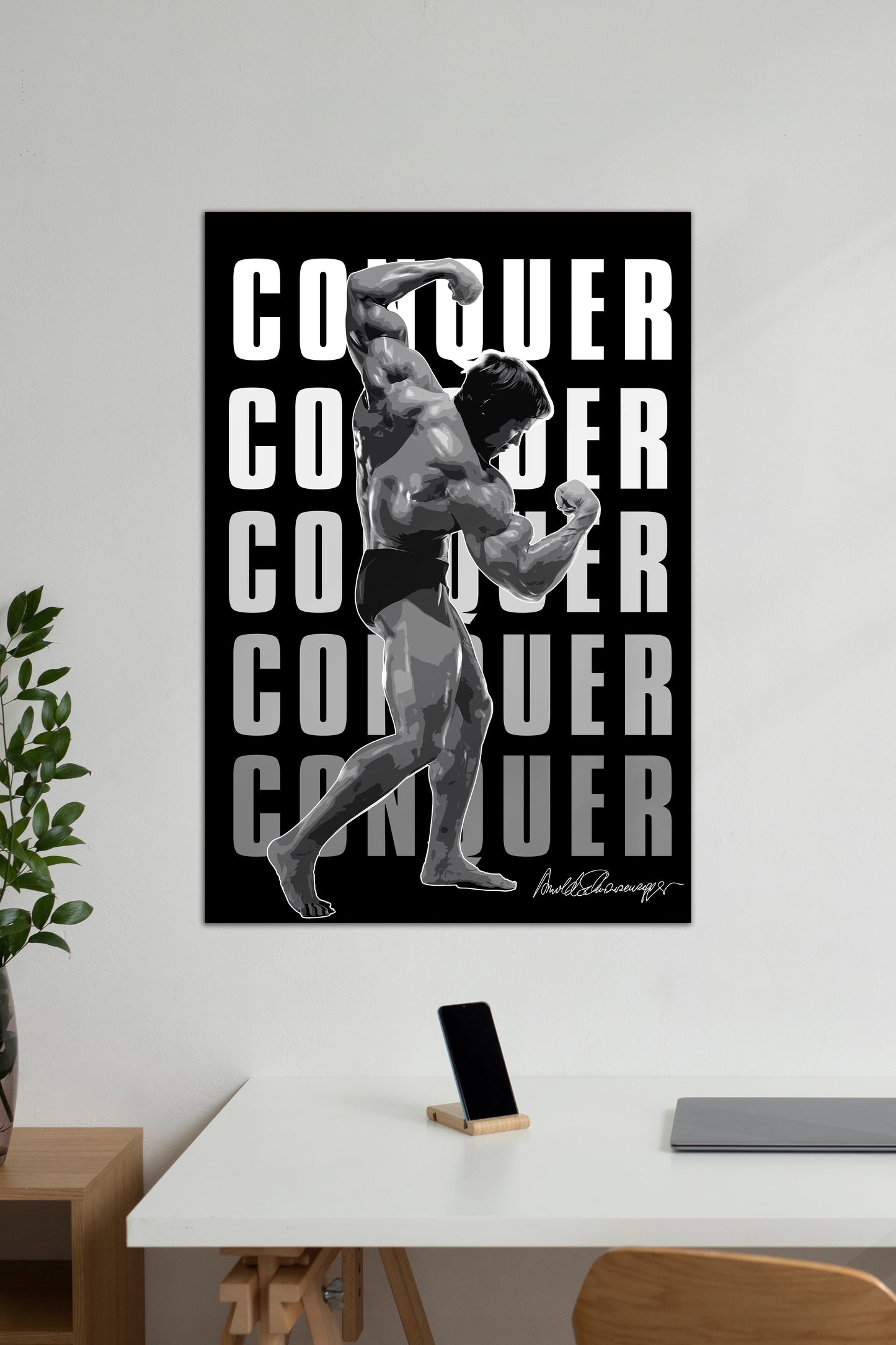 CONQUER | SIGNATURE POSE | Arnold Schwarzenegger | Motivational Poster