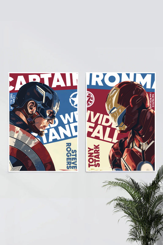 Captain America vs Iron Man Set | CIVIL WAR | MARVEL Poster Pack of 2