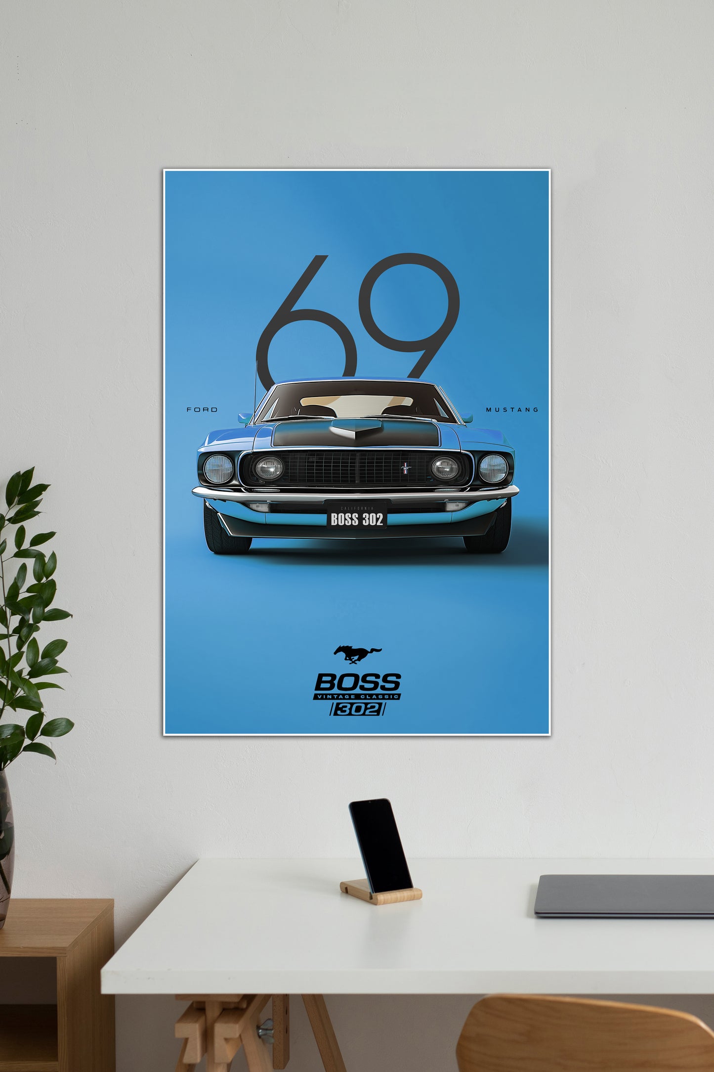 FORD MUSTANG BOSS | BLUE LEGEND #1 | CAR POSTER