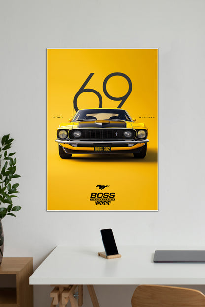 FORD MUSTANG BOSS 302 | CLASSIC AMERICAN MUSCLE | CAR POSTER